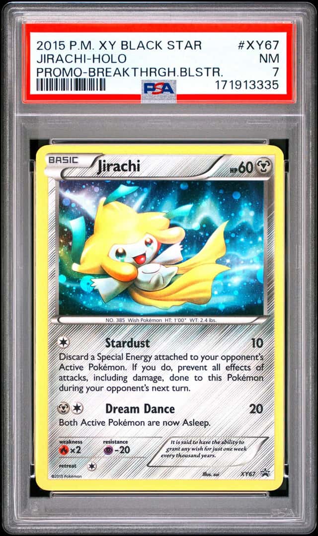 PSA 7 2015 POKEMON XY BLACK STAR PROMOS BREAKTHROUGH BLISTER #XY67 JIRACHI-HOLO