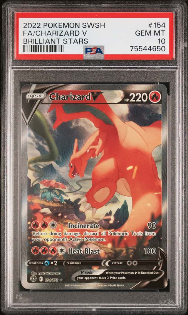 Pokemon 2022 SWSH09 Brilliant Stars Charizard V 154/172 Alt Art PSA 10