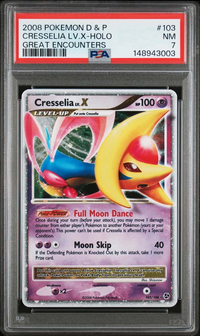 2008 Pokemon D & P Great Encounters Cresselia LV.X Holo #103 - PSA 7 NEAR MINT