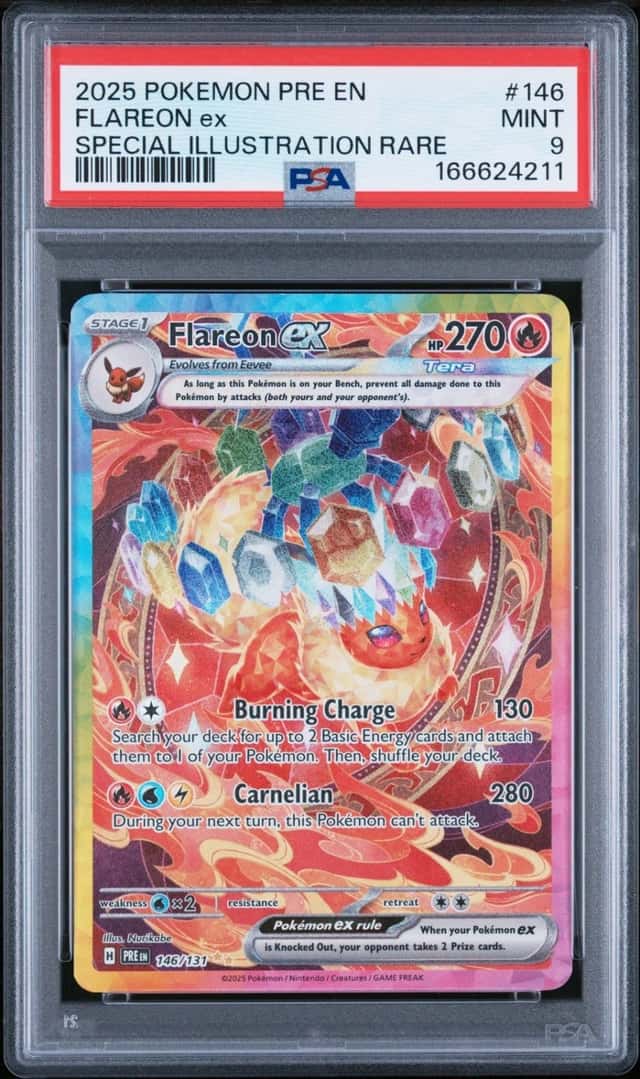 2025 POKEMON PRISMATIC EVOLUTIONS SPECIAL ILLUSTRATION RARE FLAREON EX PSA 9