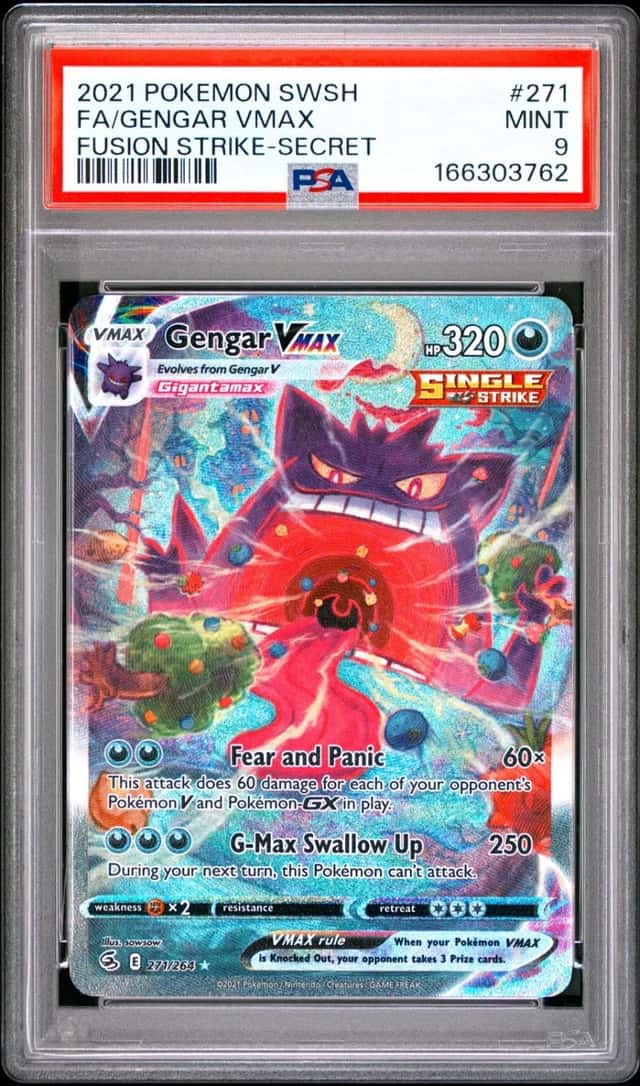 2021 POKEMON SWORD & SHIELD FUSION STRIKE SECRET #271 FULL ART/GENGAR VMAX PSA 9