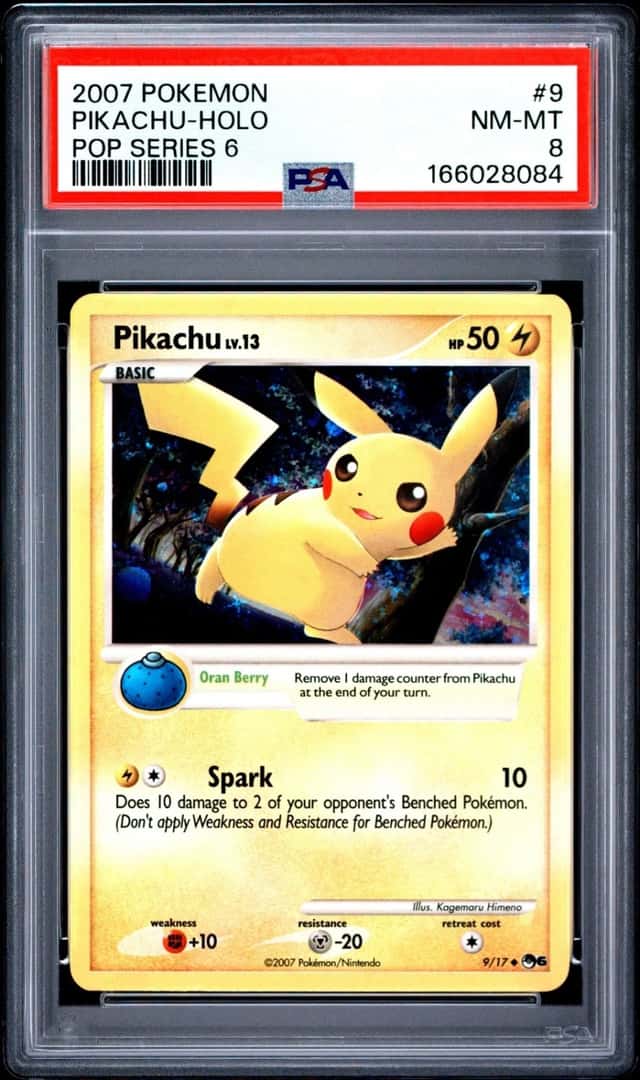 2007 POKEMON POP SERIES 6 #9 PIKACHU-HOLO PSA 8