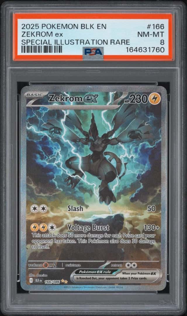 2025 POKEMON BLK EN-BLACK BOLT SPECIAL ILLUSTRATION RARE #166 ZEKROM EX PSA 8