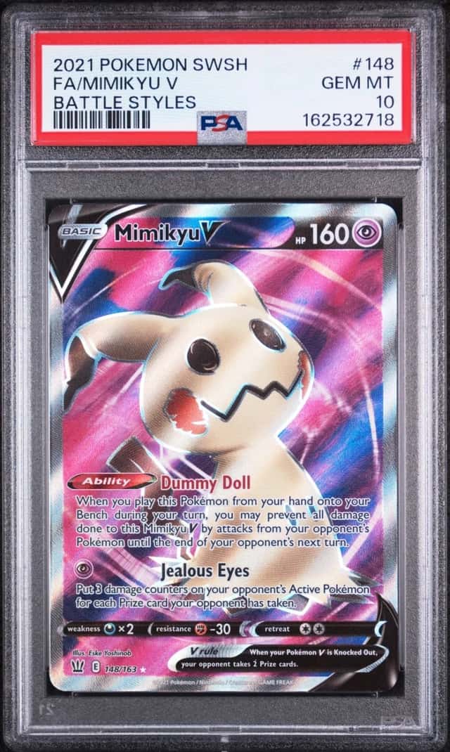 2021 POKEMON SWORD & SHIELD BATTLE STYLES #148 FULL ART/MIMIKYU V PSA 10