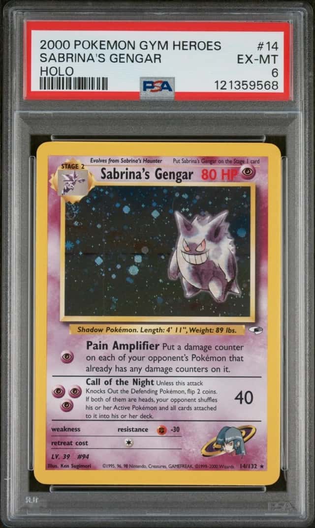 2000 POKEMON GYM HEROES HOLO #14 SABRINA'S GENGAR PSA 6