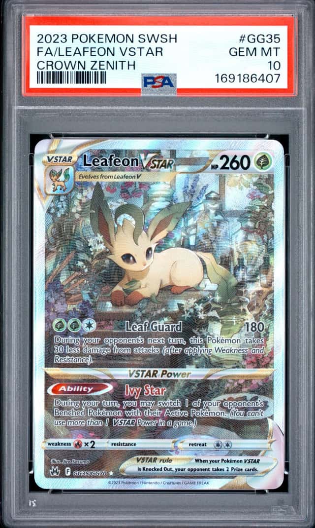 2023 POKEMON SWORD & SHIELD CROWN ZENITH #GG35 FULL ART/LEAFEON VSTAR PSA 10