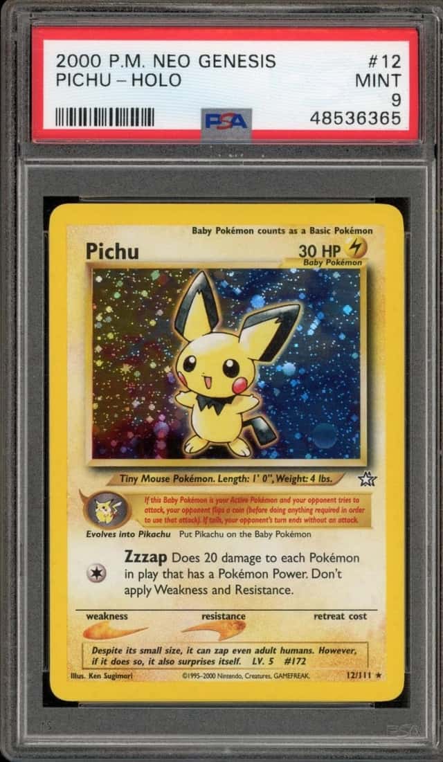 Pokemon Pichu Holo Neo Genesis Unlimited 12/111 PSA 9 Mint