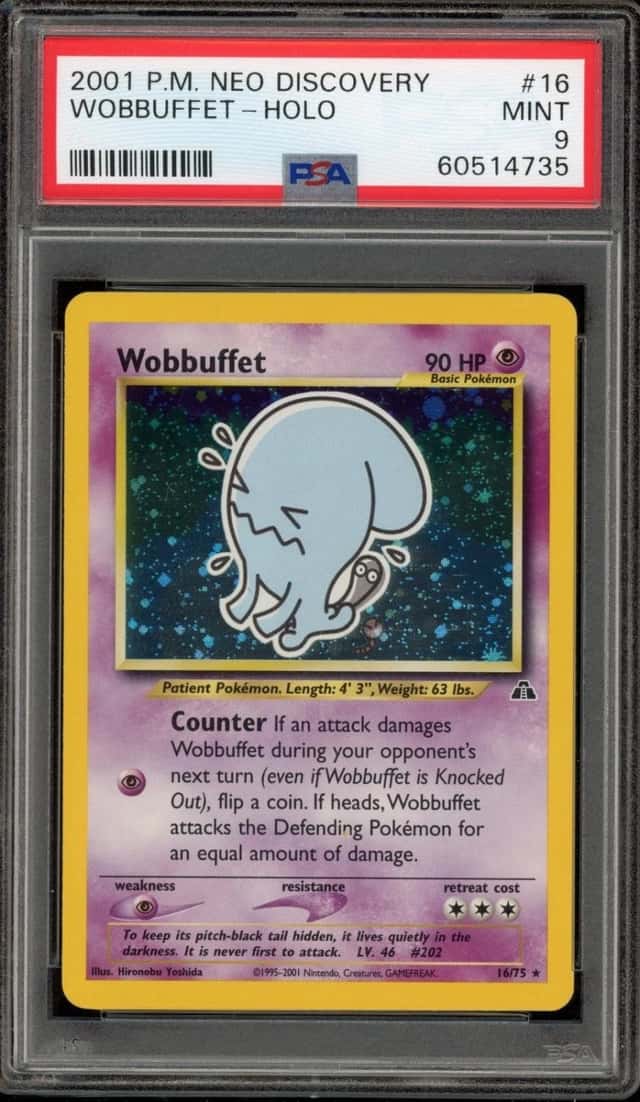 Pokemon Wobbuffet Holo Neo Discovery Unlimited 16/75 PSA 9 Mint