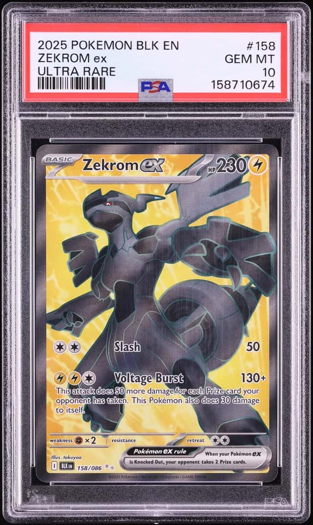 2025 Pokemon Scarlet & Violet Black Bolt Full Art Zekrom EX #158 PSA 10 GEM MINT