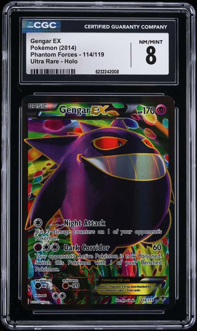 2014 Pokemon XY Phantom Forces Full Art Gengar Ex #114 CGC 8 NM-MT