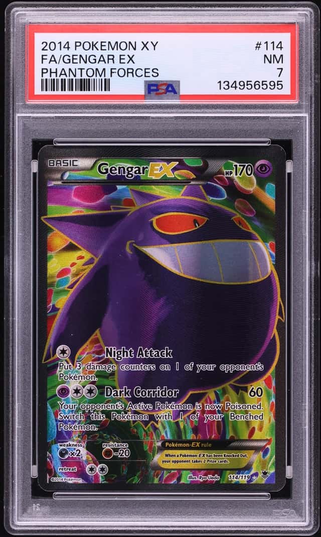 2014 Pokemon XY Phantom Forces Full Art Gengar EX #114 PSA 7 NRMT