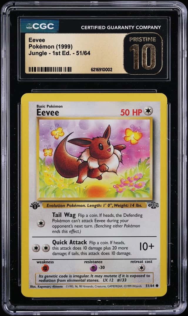1999 Pokemon Jungle 1st Edition Eevee #51 CGC 10 PRISTINE