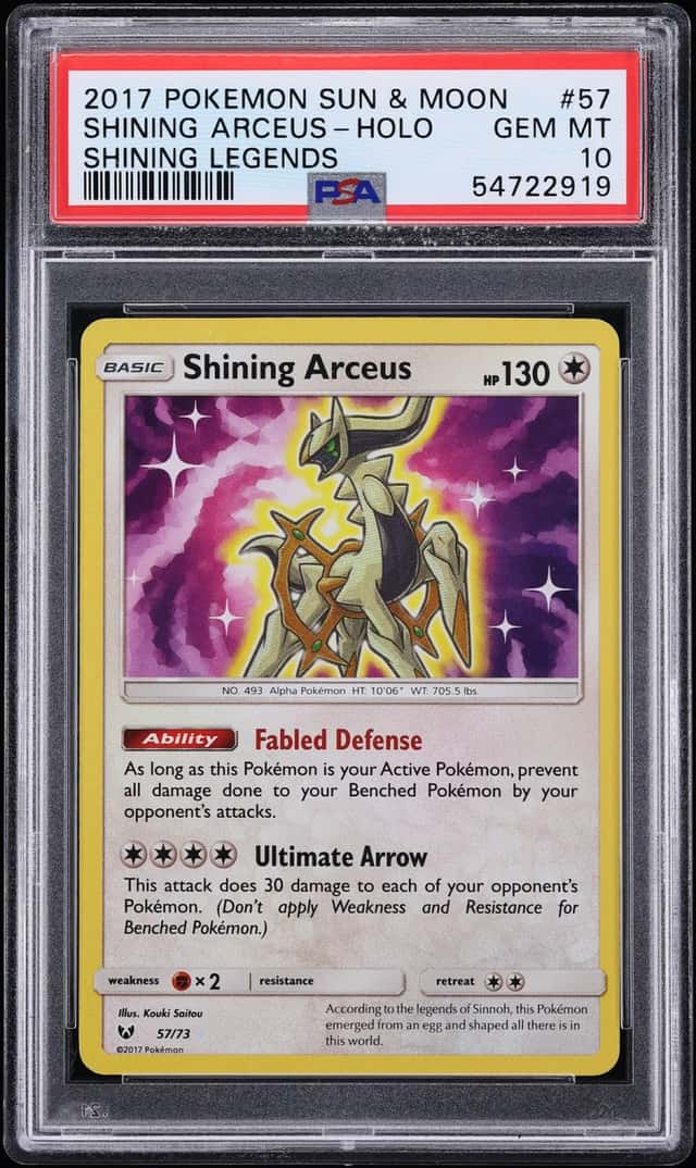 2017 Pokemon Sun & Moon Legends Holo Shining Arceus #57 PSA 10 GEM MINT