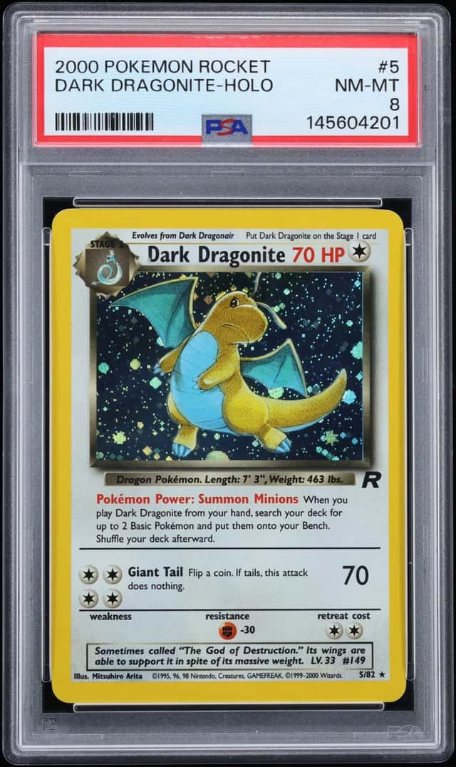2000 Pokemon Team Rocket Holo Dark Dragonite #5 PSA 8 NM-MT