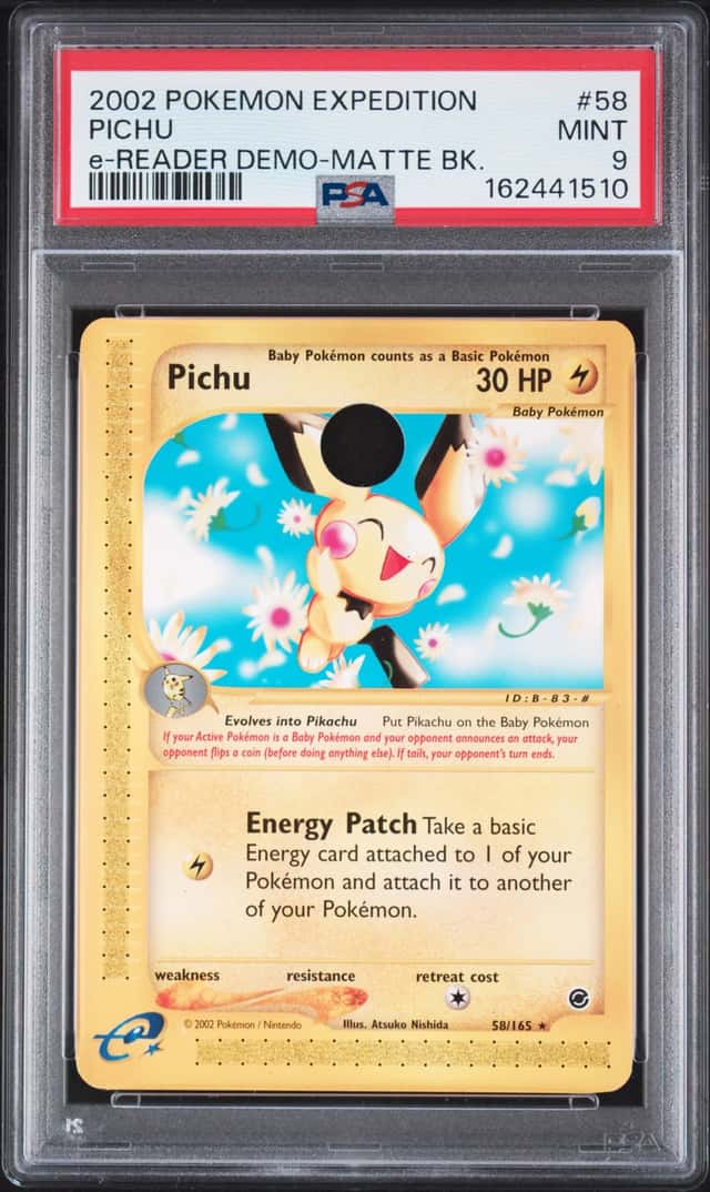 2002 Pokemon Expedition E-Reader Demo Matte Back Pichu #58