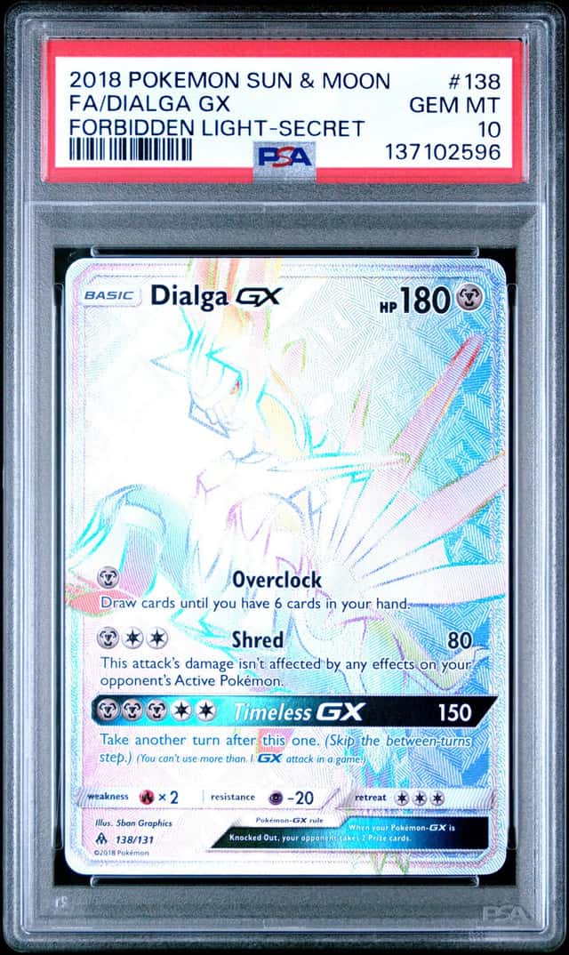 2018 Pokemon Sun and Moon Forbidden Light Secret Rare Dialga Gx #138
