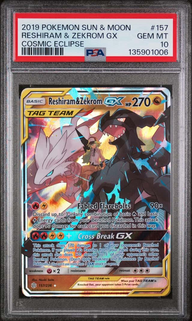 2019 Pokemon Sun and Moon Cosmic Eclipse Reshiram/Zekrom Gx #157