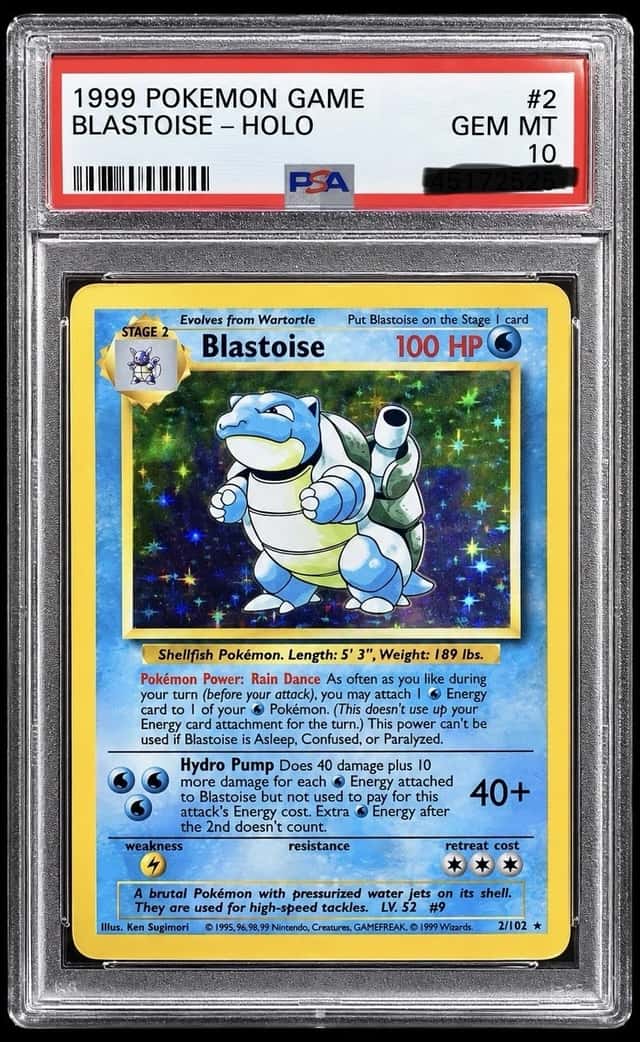 1999 Pokemon PSA 10 Base Set Blastoise Holo Gem Mint Rare Grail Card LOW Pop