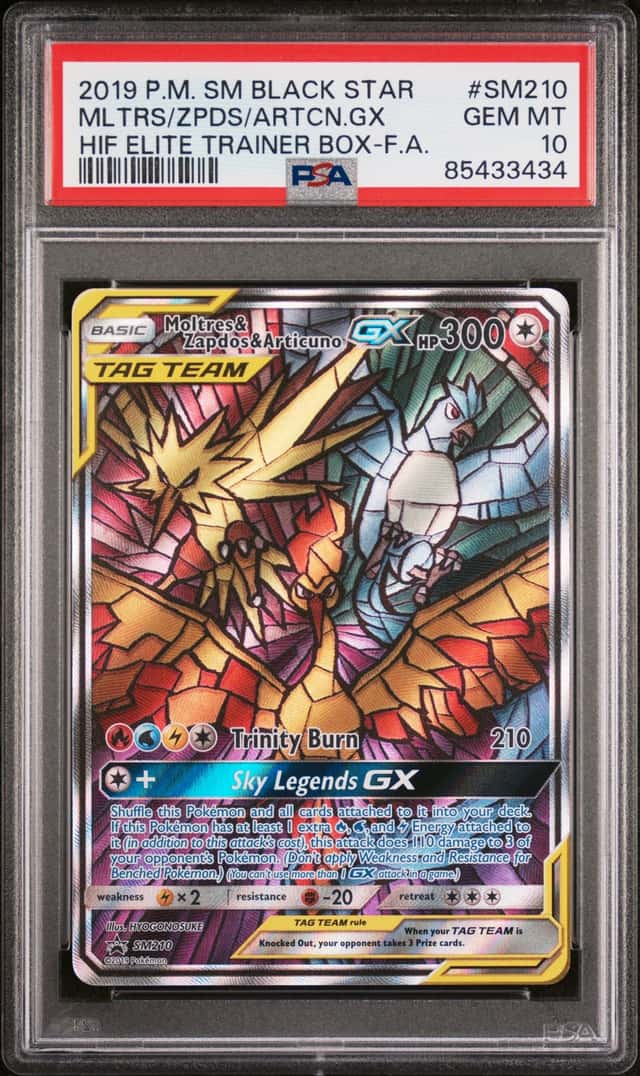 Pokemon Cards PSA 10 GEM MT Moltres & Zapdos & Articuno GC Hiden Fates SM210