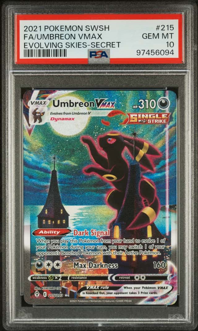 2021 Pokemon TCG Evolving Skies Umbreon VMAX Secret Rare 215/203 PSA 10