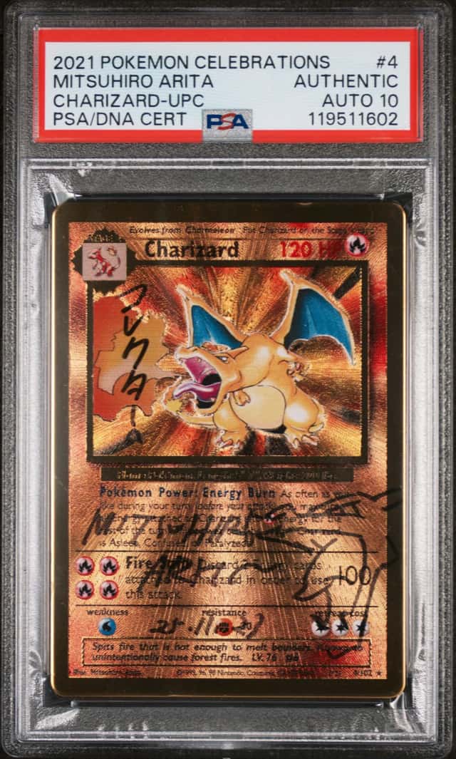 Mitsuhiro Arita Signed 2021 Pokemon Celebrations #4 Charizard UPC PSA/DNA AUTO