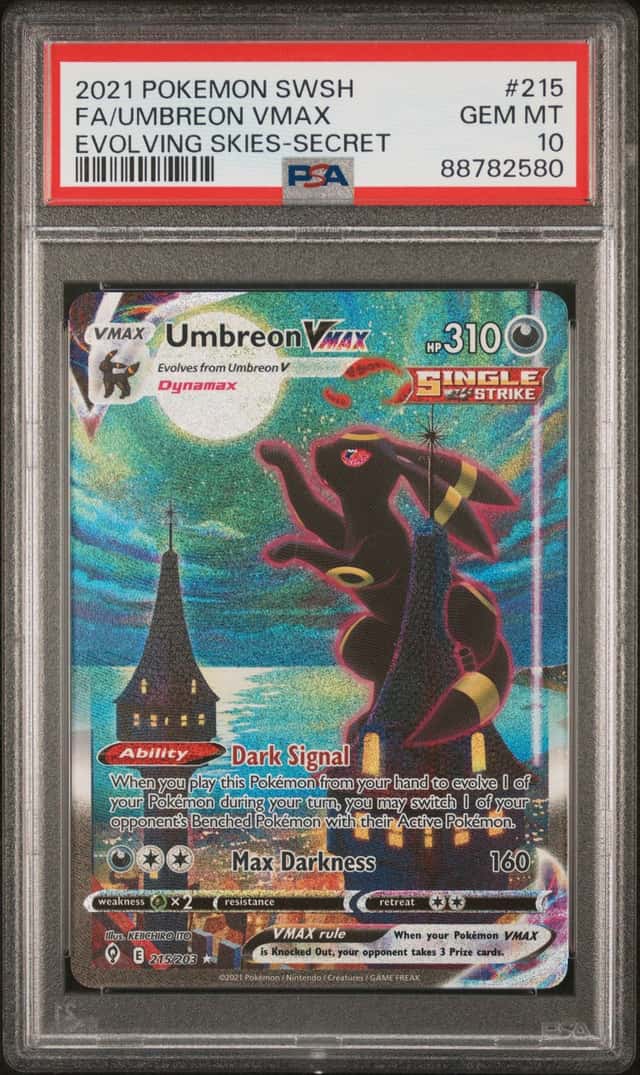 2021 Pokemon SWSH Evolving Skies Secret #215 FA Umbreon VMAX PSA 10