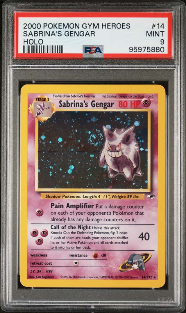 SABRINAS GENGAR 2000 POKEMON GYM HEROES #14/132 HOLO RARE PSA 9 Q3963-6