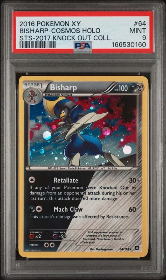 2016 Pokemon XY Steam Siege Cosmos Holo Bisharp #64 2017 Knock Out Coll. - PSA 9