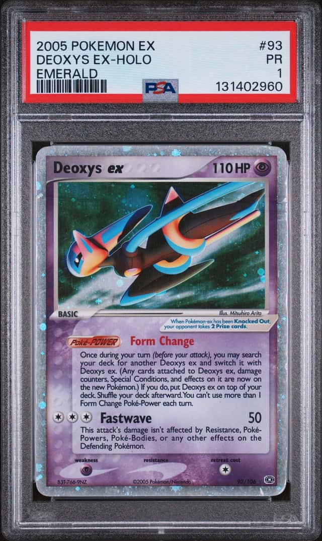 131402960 Deoxys ex 2005 Pokemon EX Emerald #93 Holo PSA 1