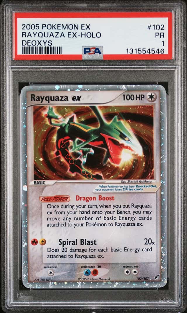 131554546 Rayquaza ex 2005 Pokemon EX Deoxys #102 PSA 1