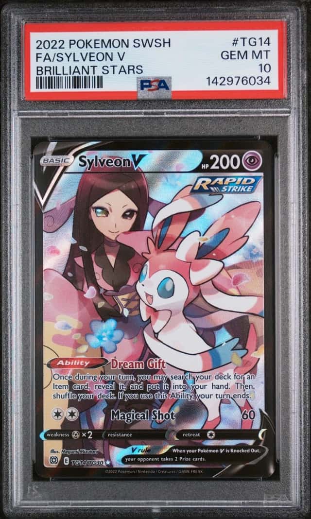 Sylveon V Pokemon Sword & Shield Brilliant Stars TG14 NM PSA 10