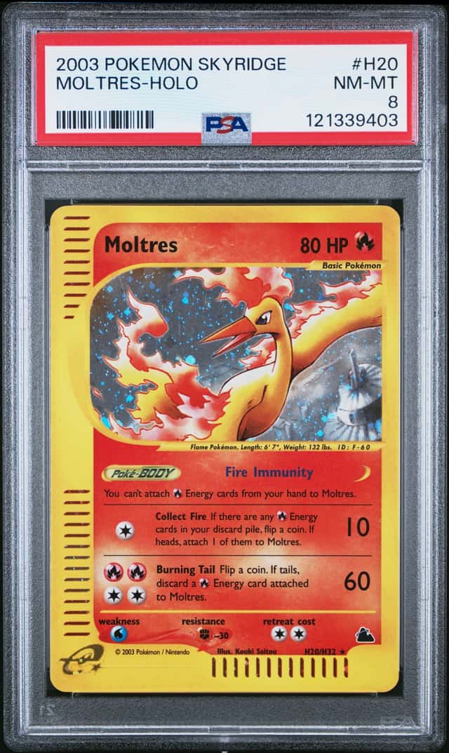 2003 POKEMON SKYRIDGE #H20 MOLTRES-HOLO PSA 8