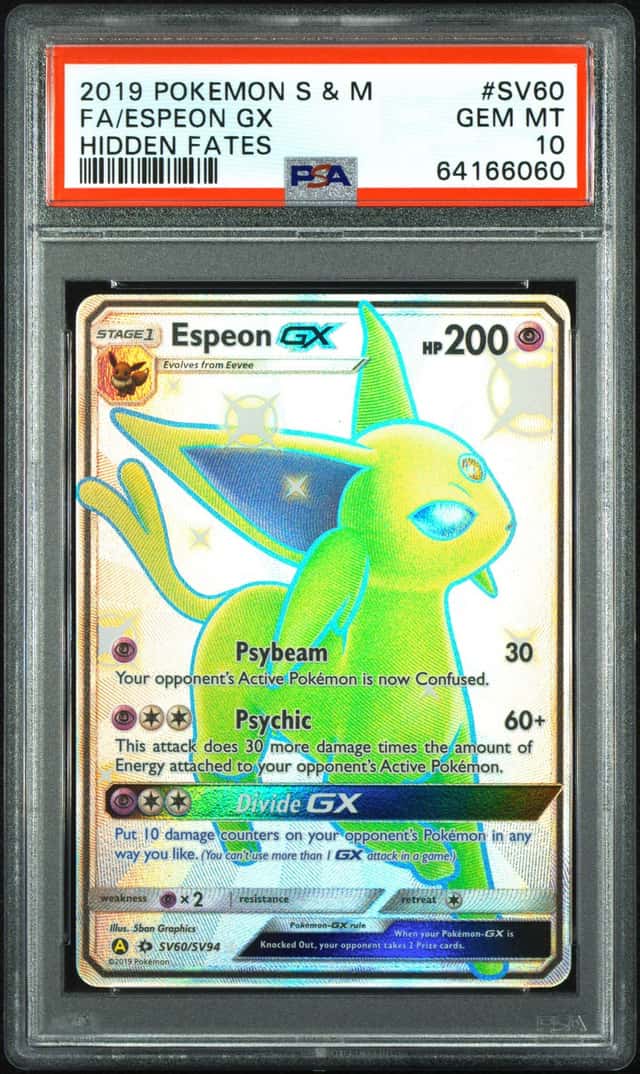 ESPEON GX 2019 POKEMON HIDDEN FATES SV60/SV94 SHINY ULTRA RARE PSA 10 Q0895