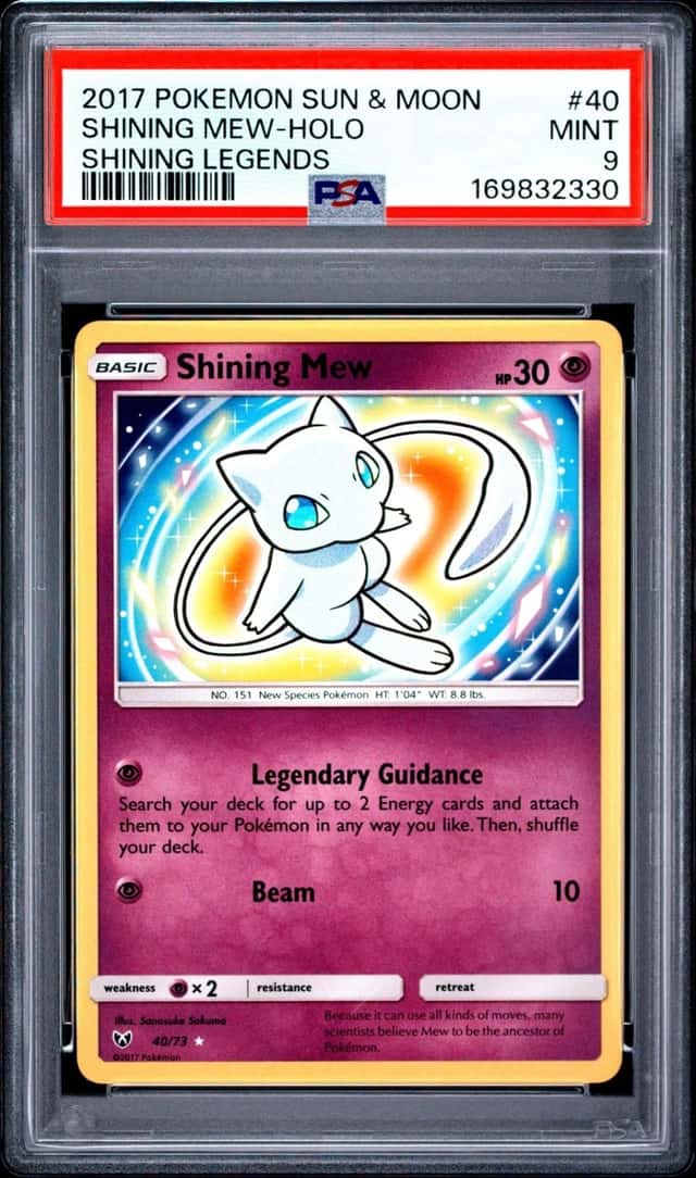 2017 POKEMON SUN & MOON SHINING LEGENDS #40 SHINING MEW-HOLO PSA 9
