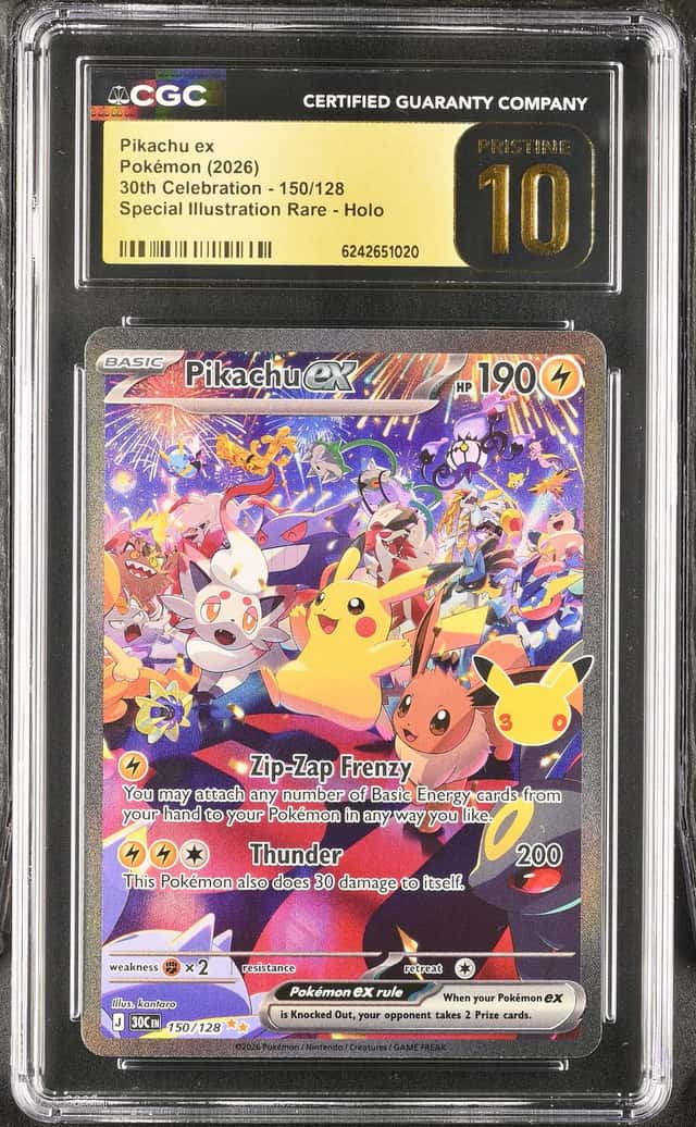 2026 Pokemon 30th Celebration Pikachu SIR 150/128 Holo CGC 10 Pristine