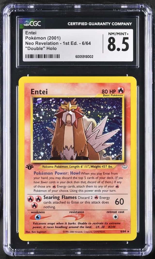 Pokemon Entei Neo Revelation 1st Edition 6/64 "Double" Holo CGC 8.5