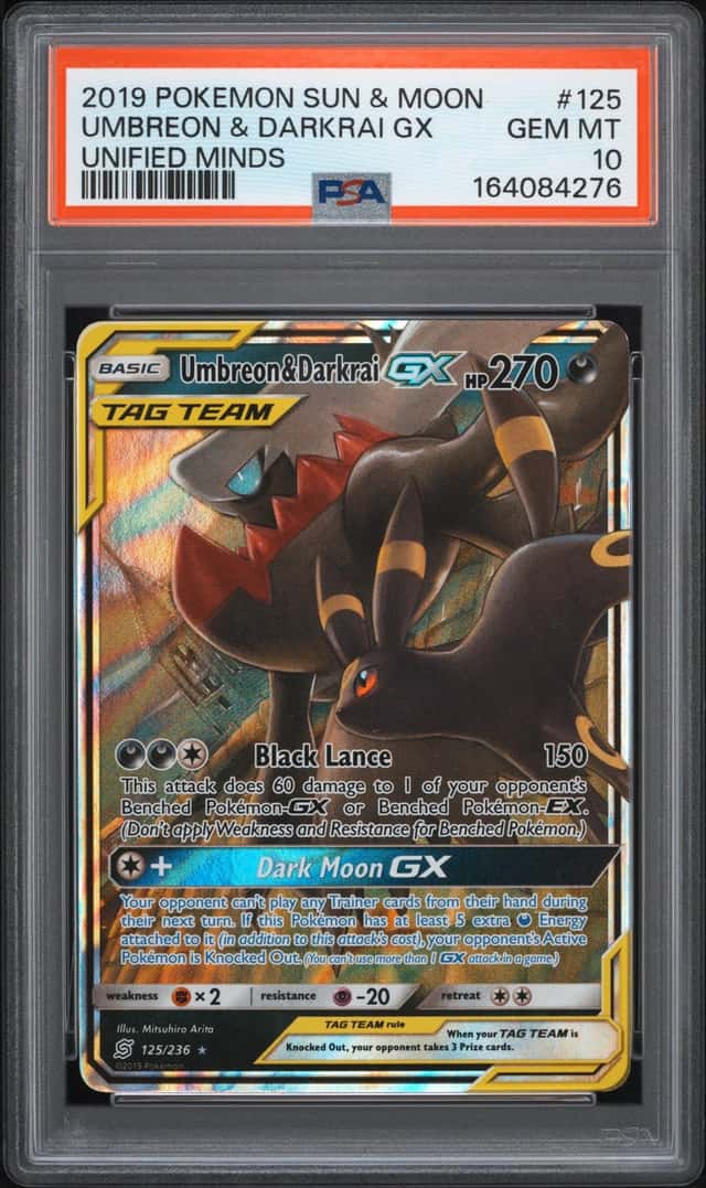 Pokemon Umbreon & Darkrai Gx Unified Minds 125/236 PSA 10 Gem Mint
