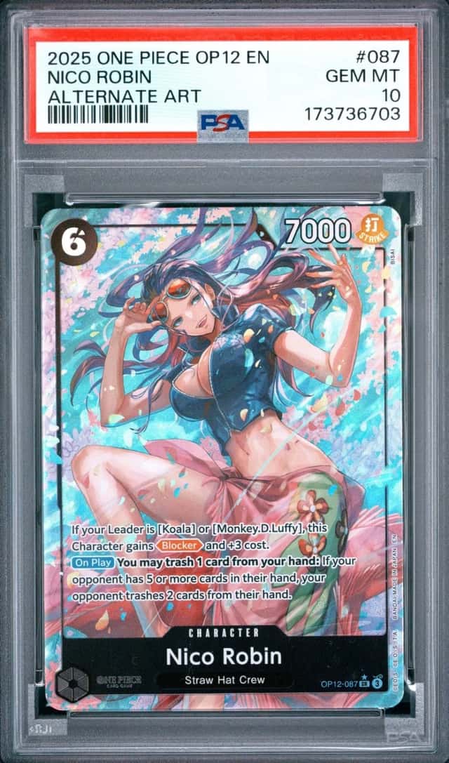 2025 ONE PIECE OP12-LEGACY OF THE MASTER ALTERNATE ART #087 NICO ROBIN PSA 10