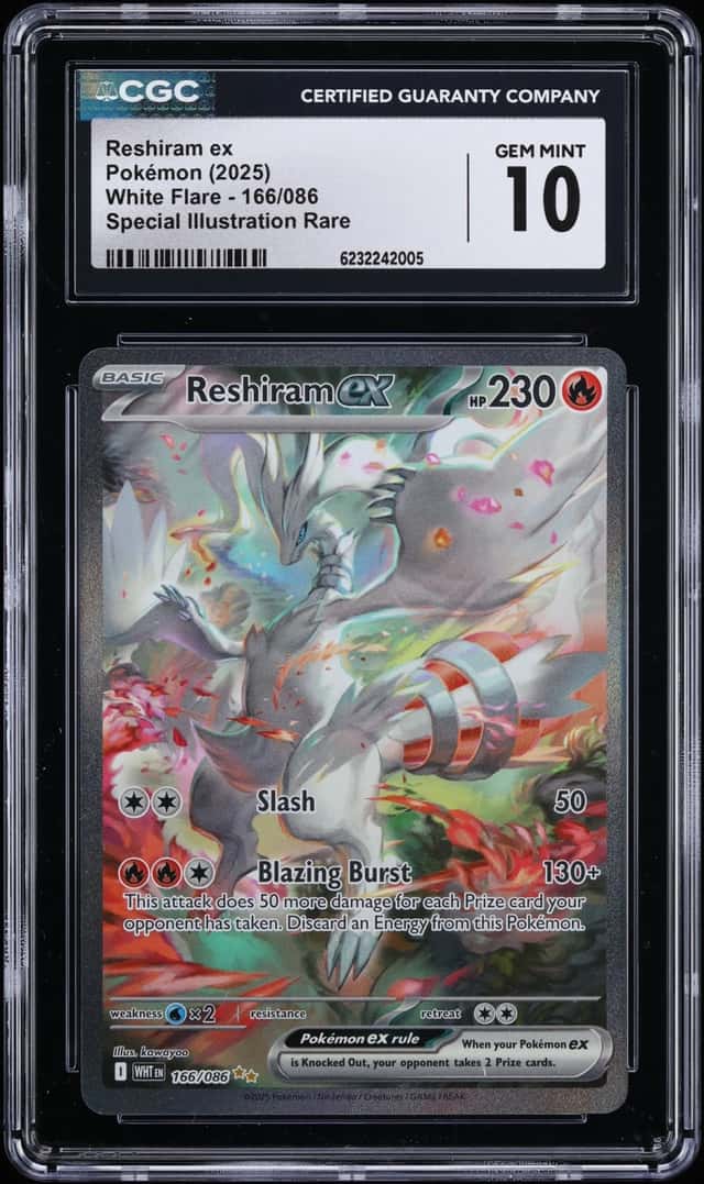 2025 Pokemon Scarlet & Violet White Flare SIR Reshiram EX #166 CGC 10 GEM MINT