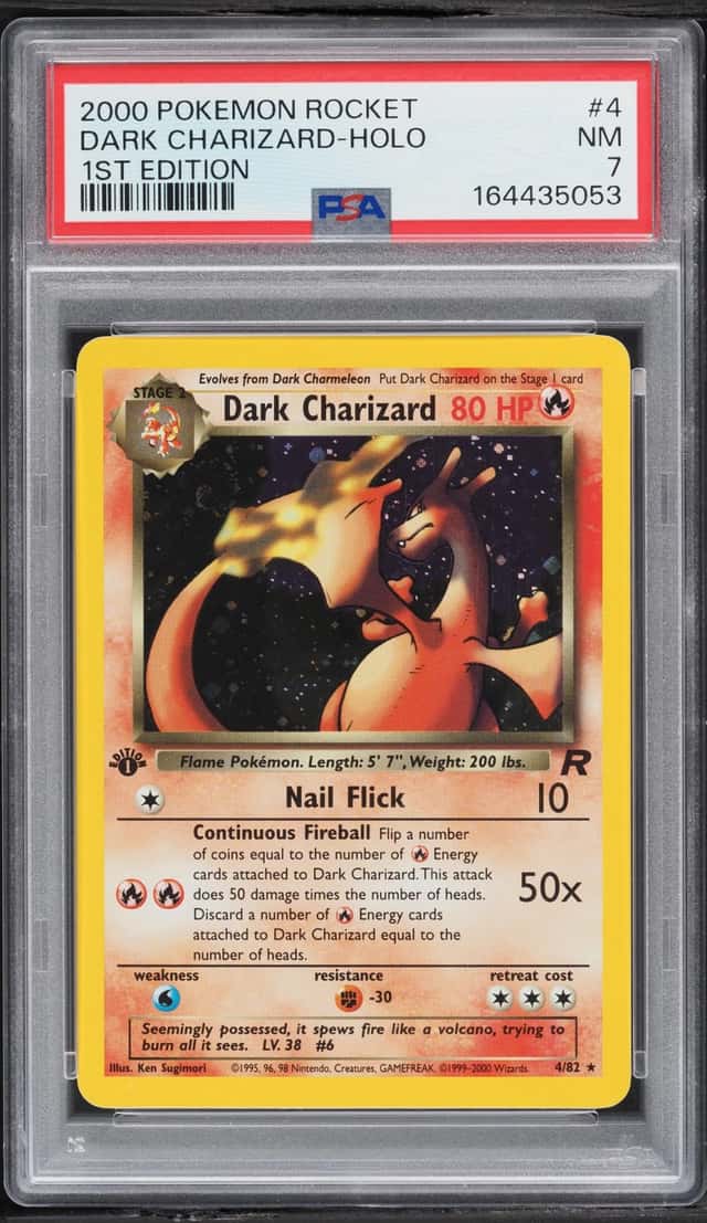 2000 Pokemon Team Rocket 1st Edition Holo Dark Charizard #4 PSA 7 NRMT