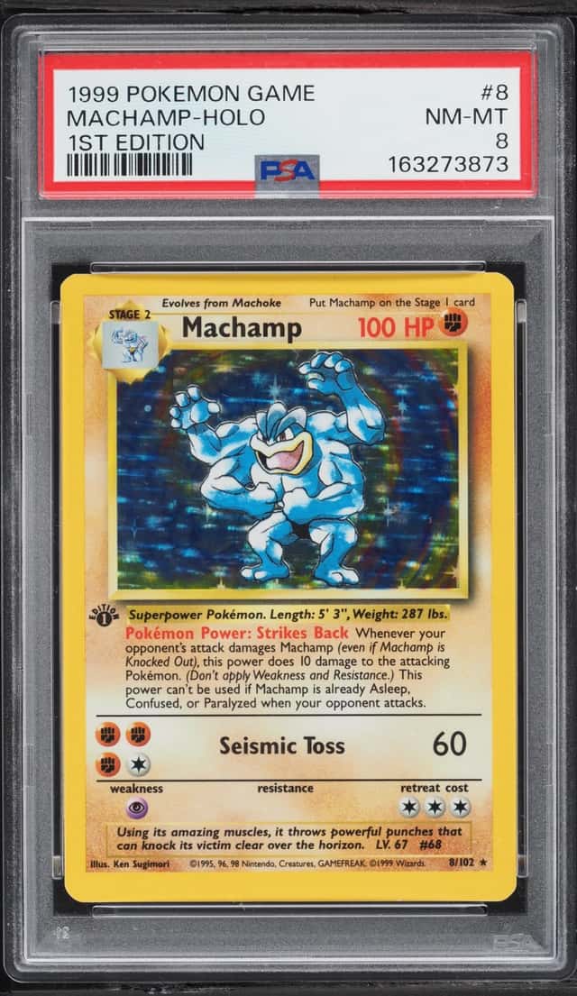 1999 Pokemon Base Set 1st Edition Holo Machamp #8 PSA 8 NM-MT