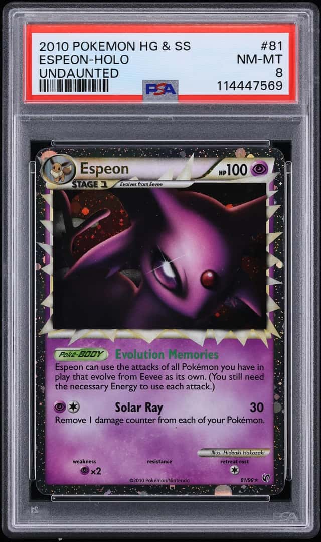 2010 Pokemon HeartGold & SoulSilver Undaunted Holo Espeon #81 PSA 8 NM-MT