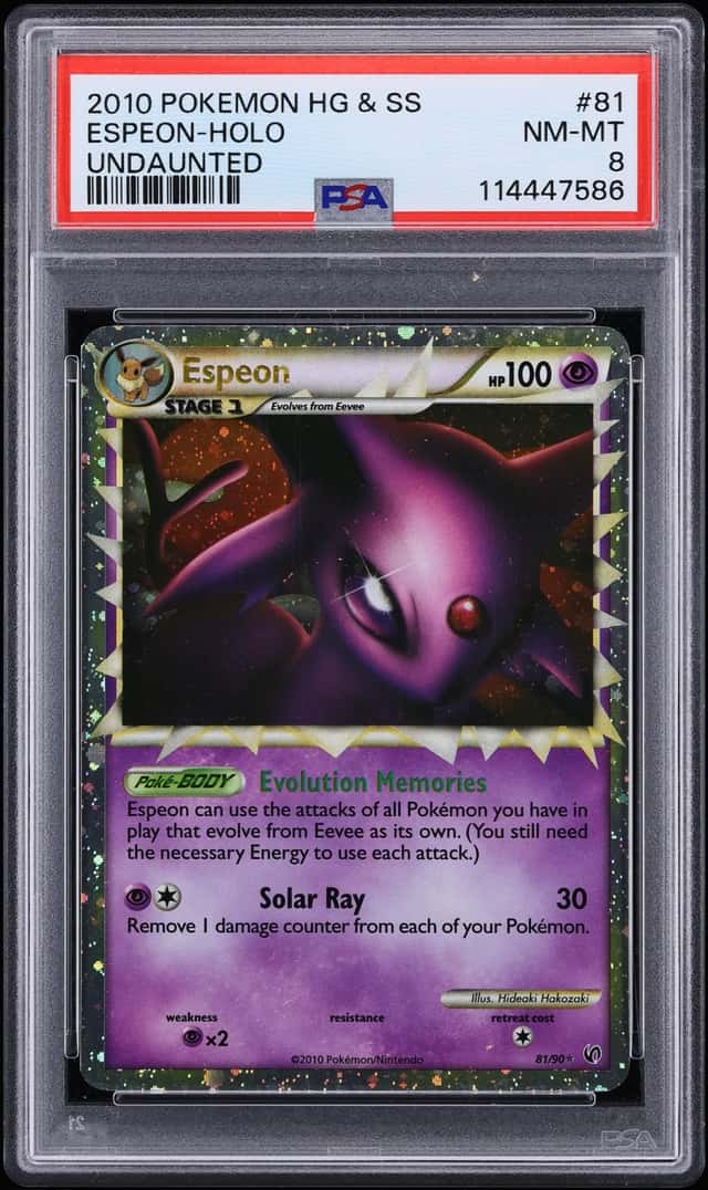2010 Pokemon HeartGold & SoulSilver Undaunted Holo Espeon #81 PSA 8 NM-MT