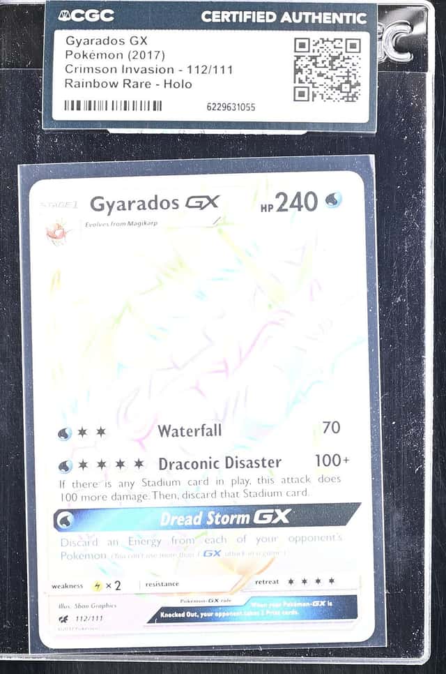 2017 Pokemon Sun & Moon Crimson Invasion Rainbow Rare Gyarados GX #112 CGC AUTH