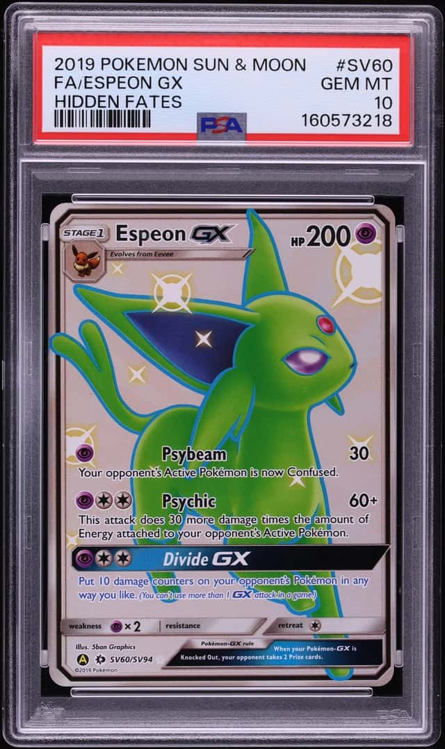 2019 Pokemon Sun & Moon Hidden Fates Shiny Espeon GX #SV60 PSA 10 GEM MINT