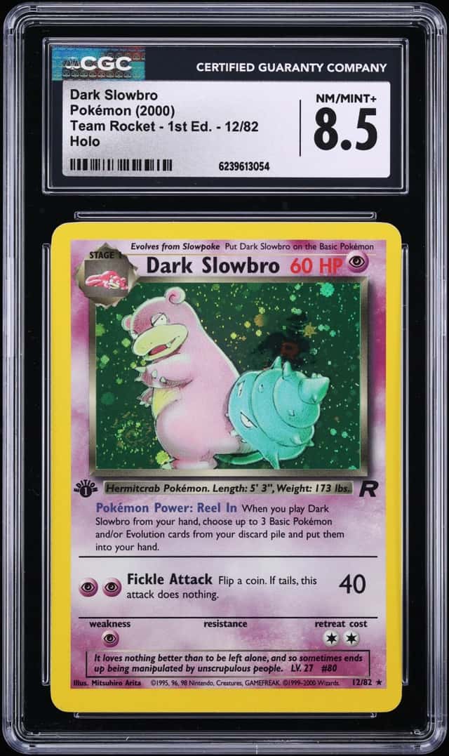 2000 Pokemon Team Rocket 1st Edition Holo Dark Slowbro #12 CGC 8.5 NM-MT+