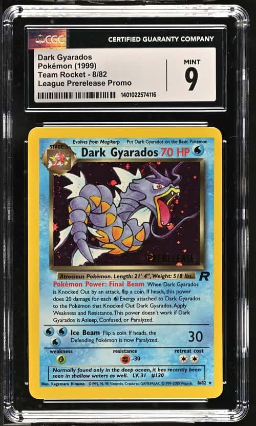 1999 Pokemon Team Rocket League Prerelease Promo Holo Dark Gyarados #8 CGC 9 MINT