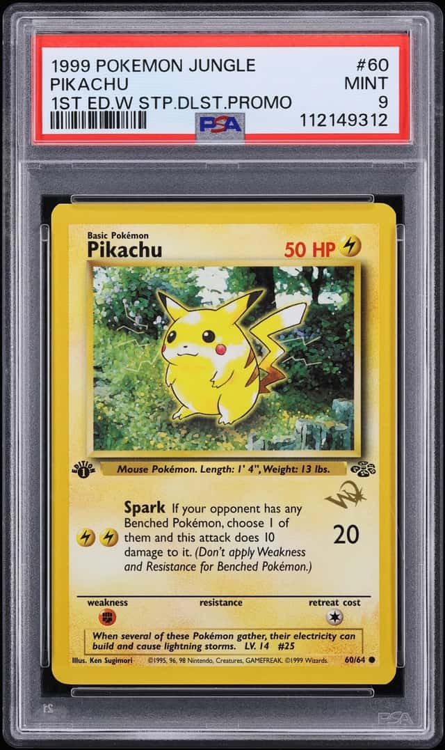 1999 Pokemon Jungle 1st Edition W Stamp Duelist Promo Pikachu #60 PSA 9 MINT