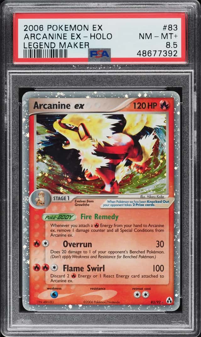 2006 Pokemon EX Legend Maker Holo Arcanine EX #83 PSA 8.5 NM-MT+