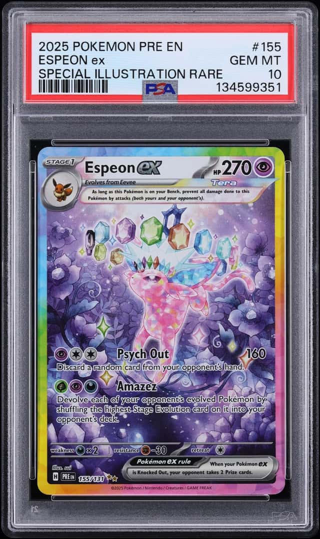 2025 Pokemon Scarlet & Violet Prismatic Evolutions SIR Espeon EX #155 PSA 10 GEM MINT